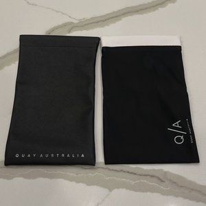 New Quay Australia Sunglass Pouches 1- Black & White Nylon 1- Faux Leather